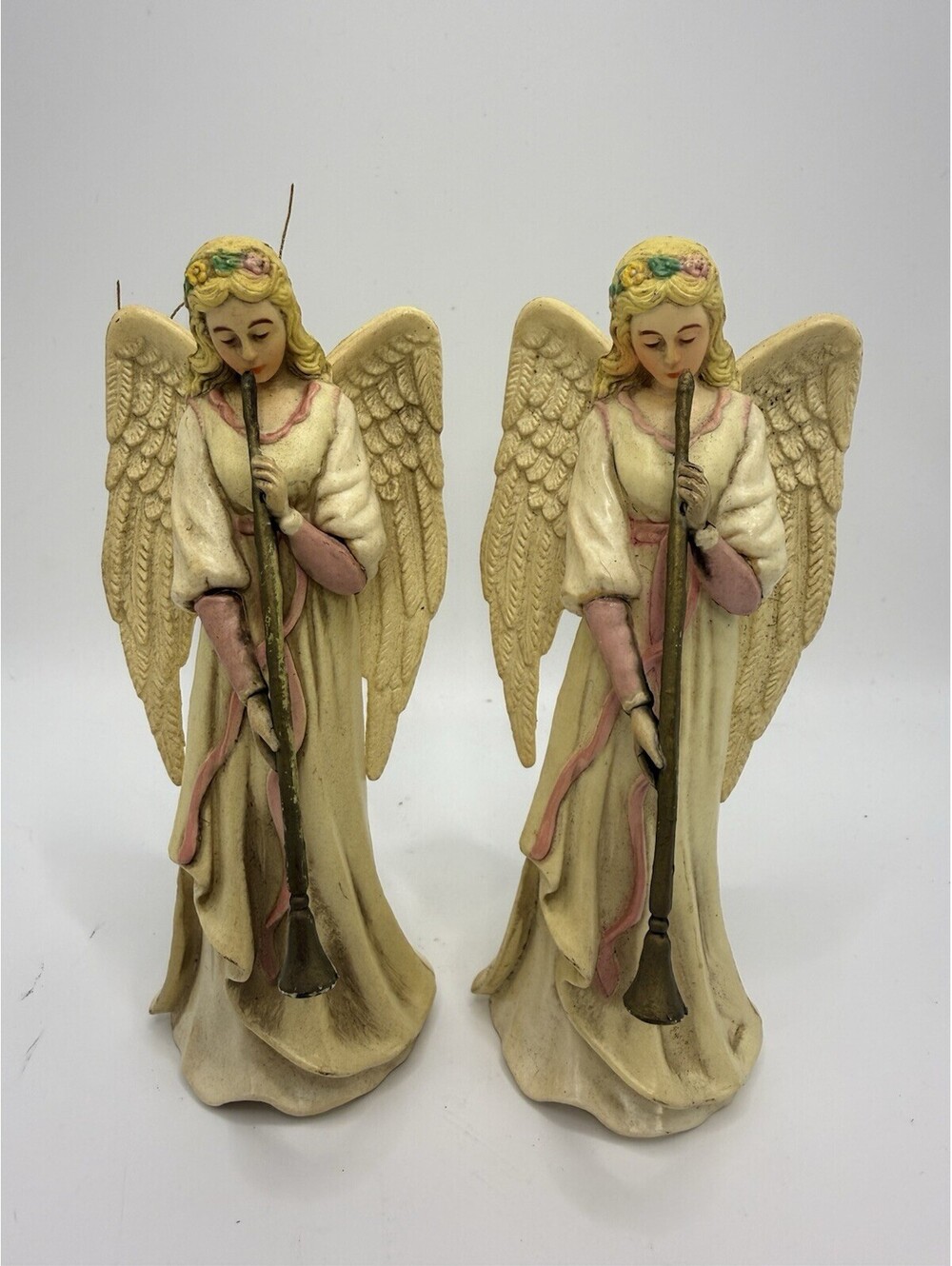 Enesco Angel Ornaments Figurines Set Of 2 VTG